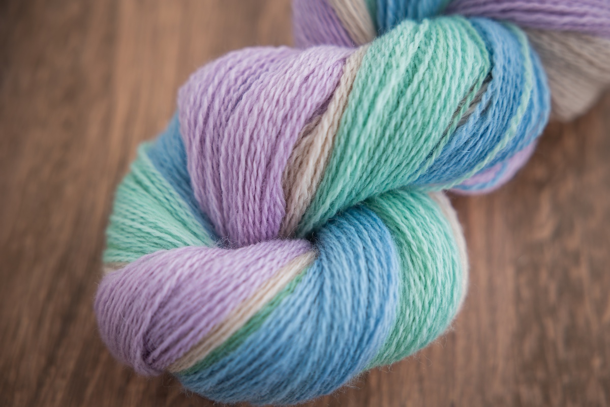 Spring pastel hand dyed mini-skeins twisted together in a skein