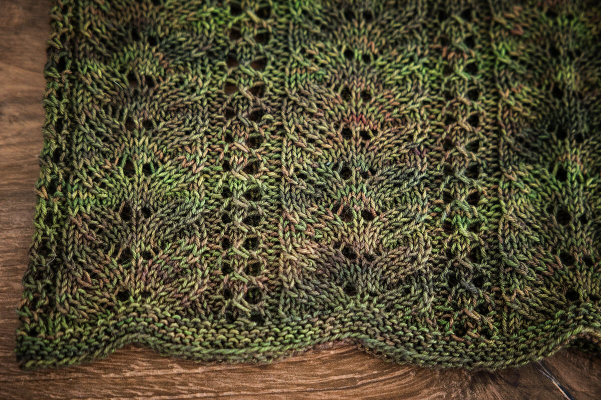 Cherry Lane Cowl hand knit lace pattern by Felicia Lo