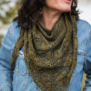 Twig triangular shawl lace knitting pattern