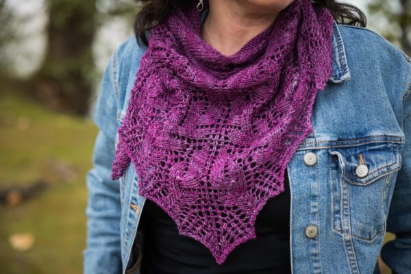 Twig triangular shawl lace knitting pattern