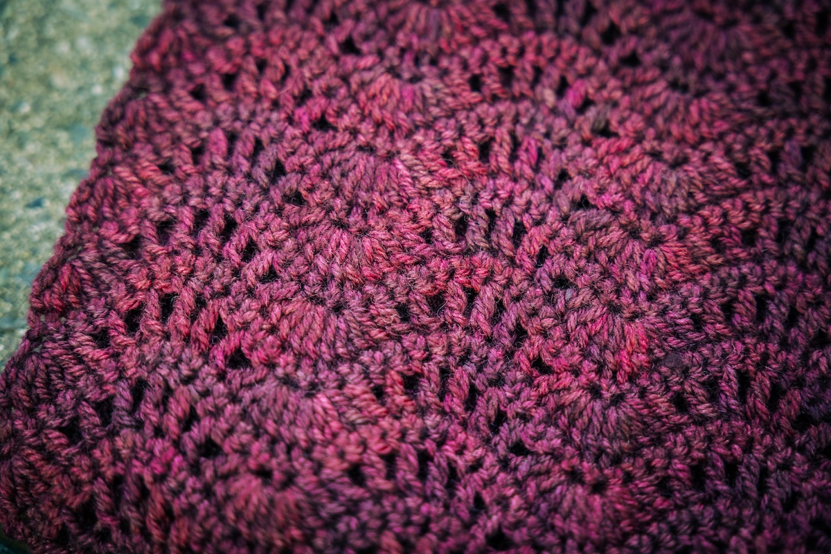 close up of crochet stitches