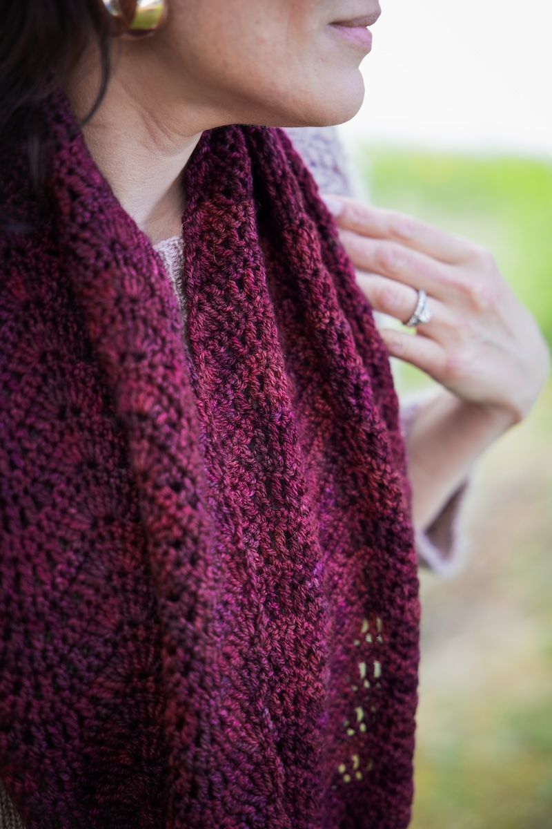 Crocheted cowl in hand dyed yarn