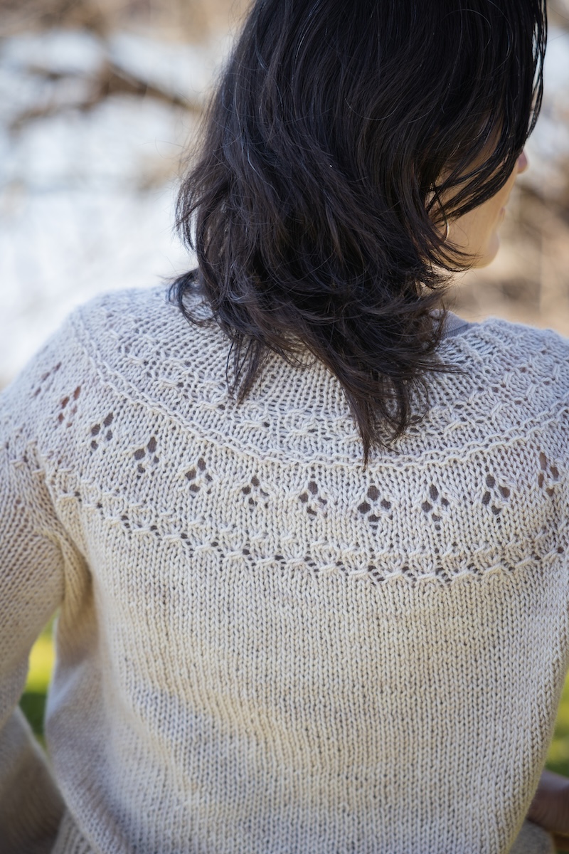 Knit sweater in neutral hand dyed yarn
