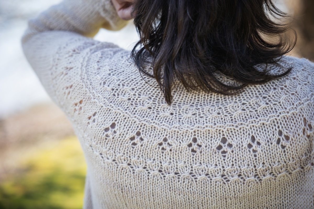 Knit sweater in neutral hand dyed yarn