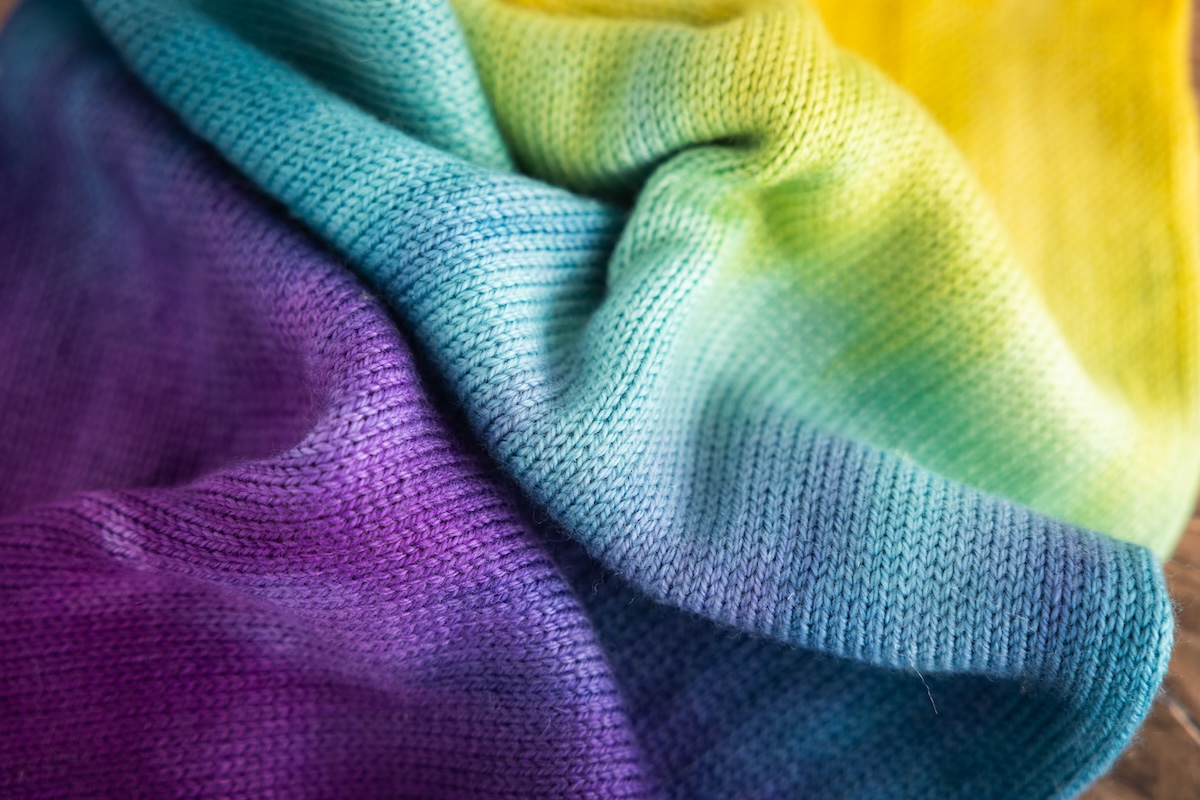 Hand dyed gradient colours on sock blank yarn
