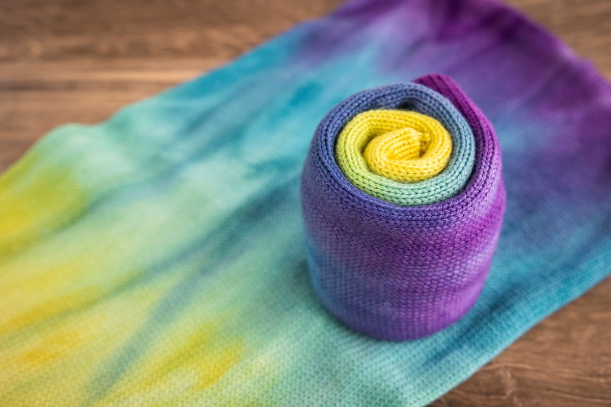 Hand dyed gradient colours on sock blank yarn