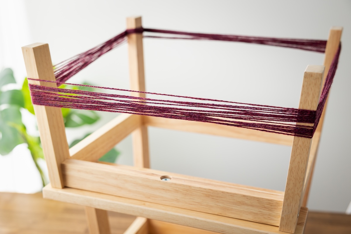 Using a chair as a yarn swift