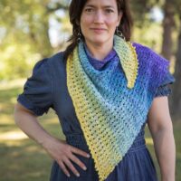knit shawl in gradient hand-dyed sock blank yarn
