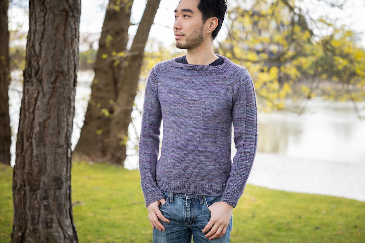 Free sweater pattern knit in hand-dyed yarn