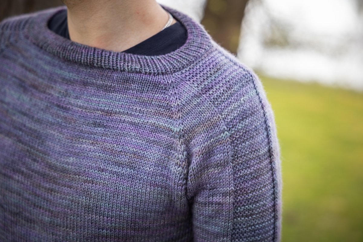 Free sweater pattern knit in hand-dyed yarn