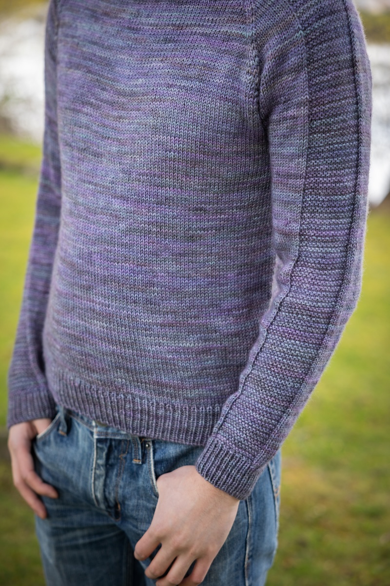 Free sweater pattern knit in hand-dyed yarn