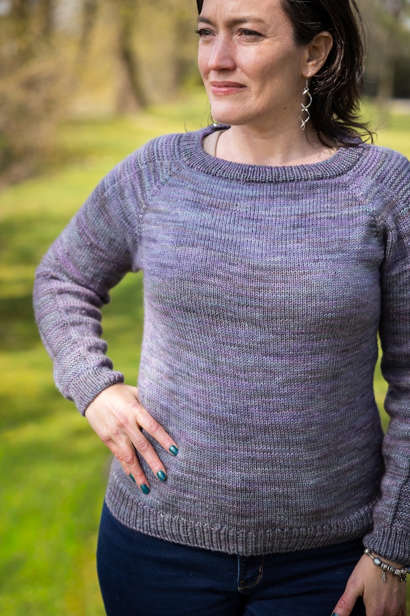 Free sweater pattern knit in hand-dyed yarn