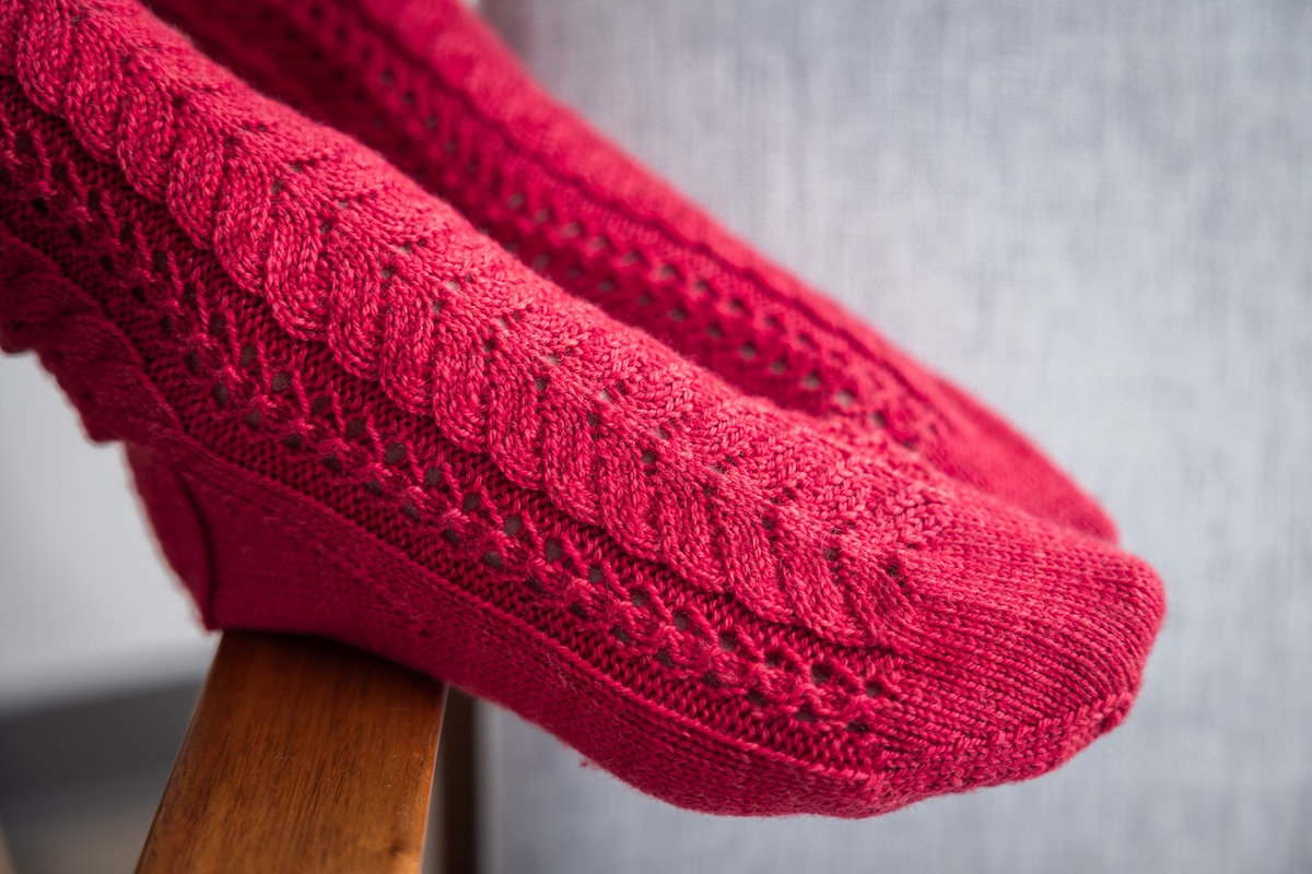 Design by Felicia Lo
Knit in Tough Love Sock in Cherry