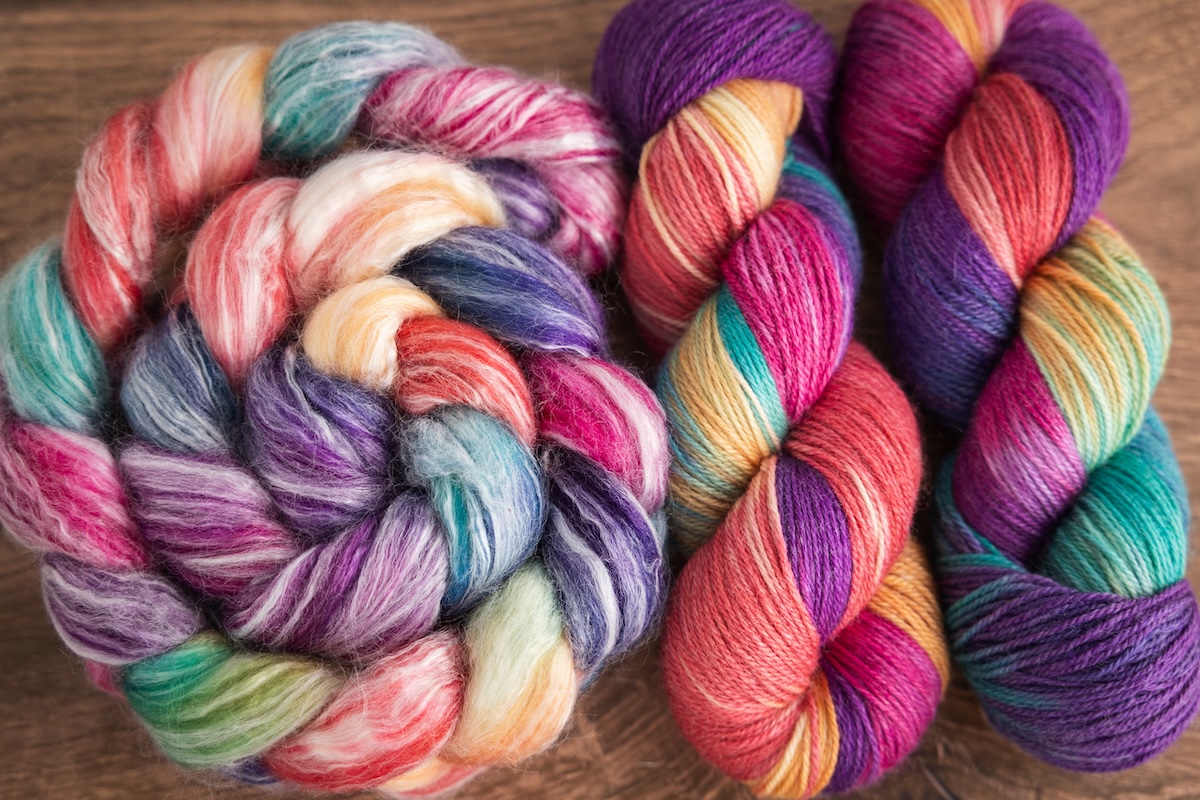 Colourful hand-dyed spinning fibre and yarn by SweetGeorgia