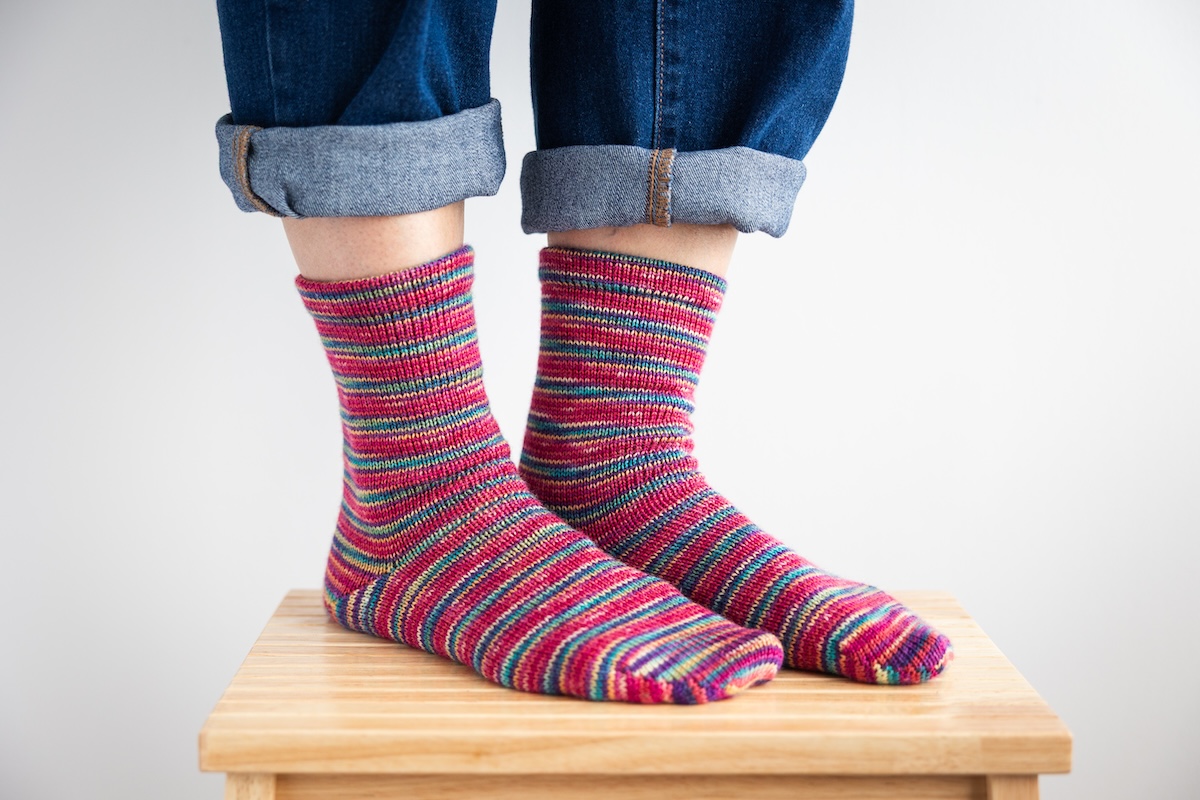 CSM knit socks in hand dyed yarn