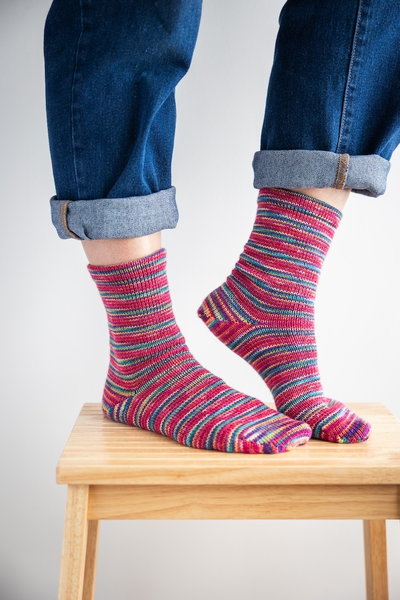 CSM knit socks in hand dyed yarn