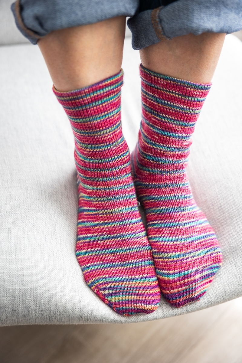 CSM knit socks in hand dyed yarn