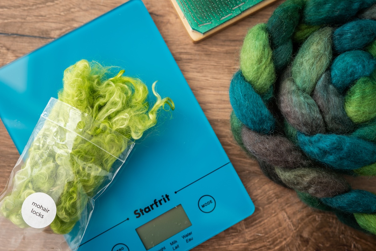 mohair locks and spinning fibre