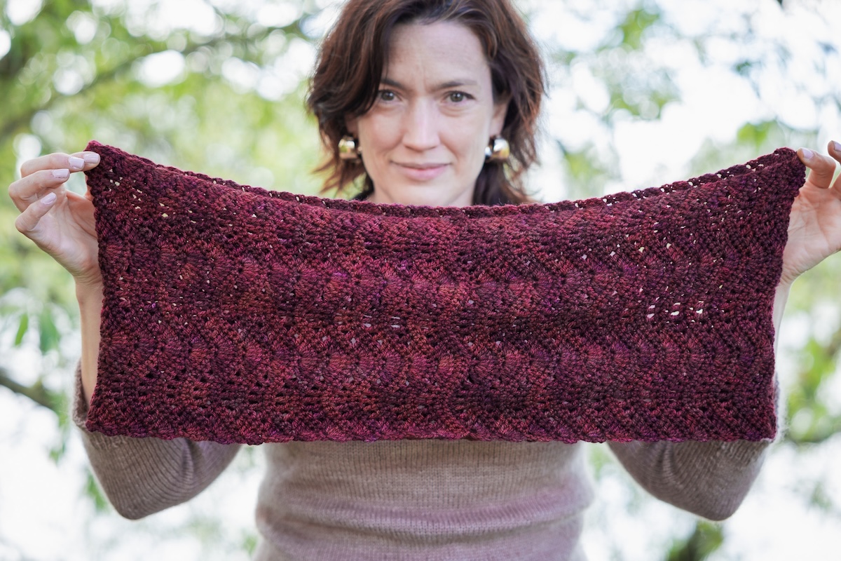 Crocheted cowl in hand dyed yarn