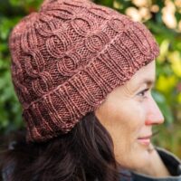 cable knit hat in hand dyed yarn