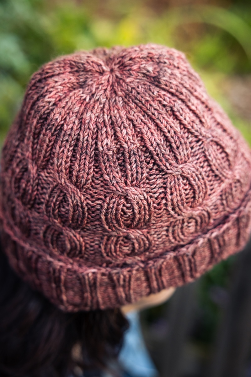 cable knit hat in hand dyed yarn