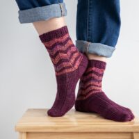 hand knit chevron striped socks